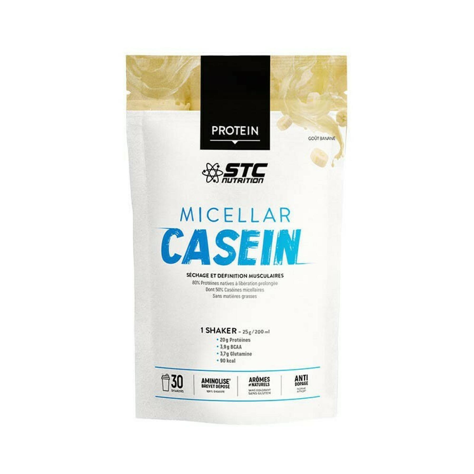 Doypack micellaire caseïne met maatlepel STC Nutrition vanille - 750g