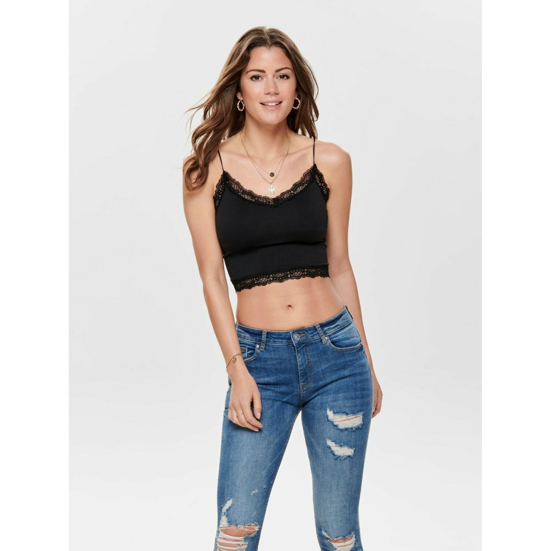Dames crop top Only onlvicky lace