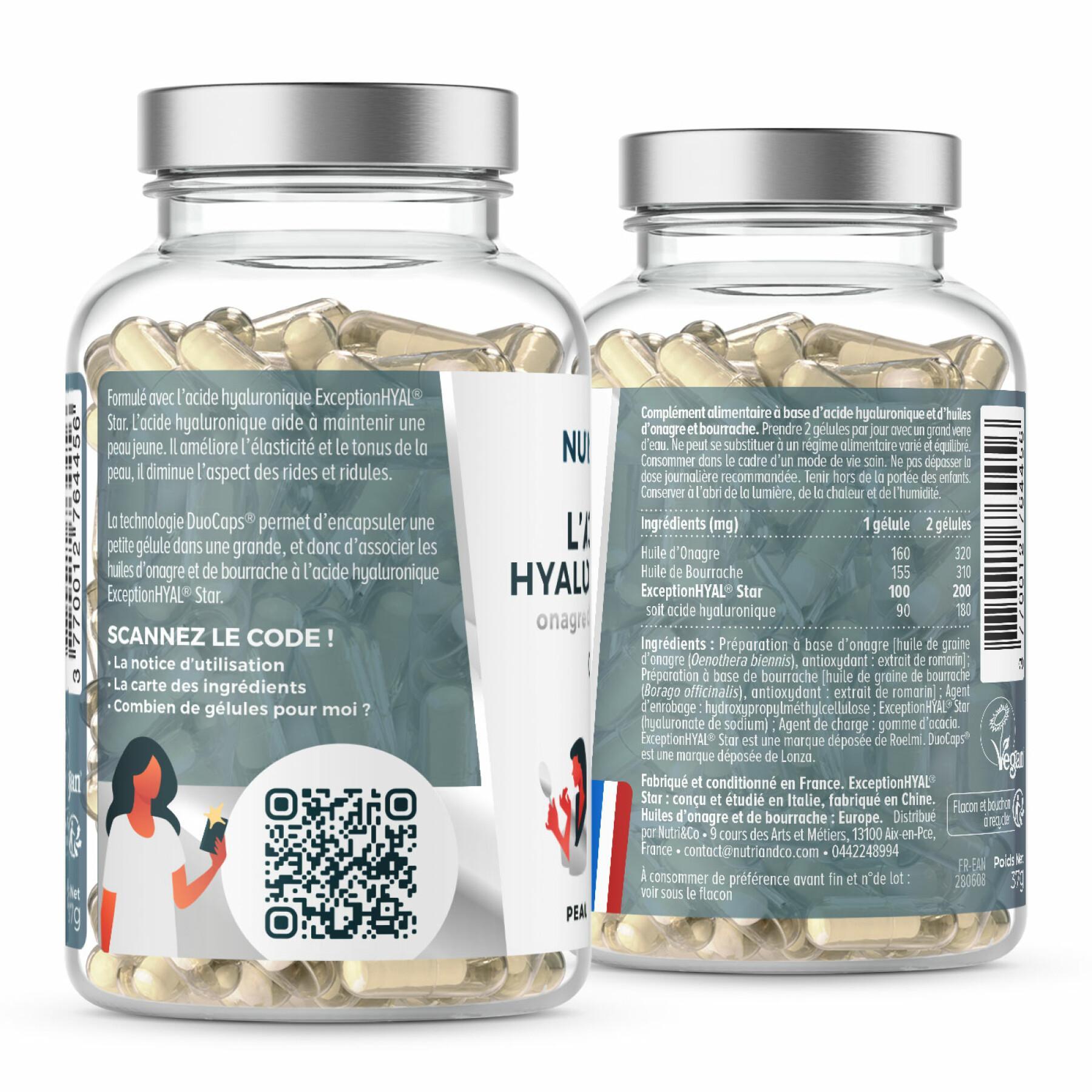60 capsules hyaluronzuur teunisbloem + bernagie huid & anti-aging Nutri&Co