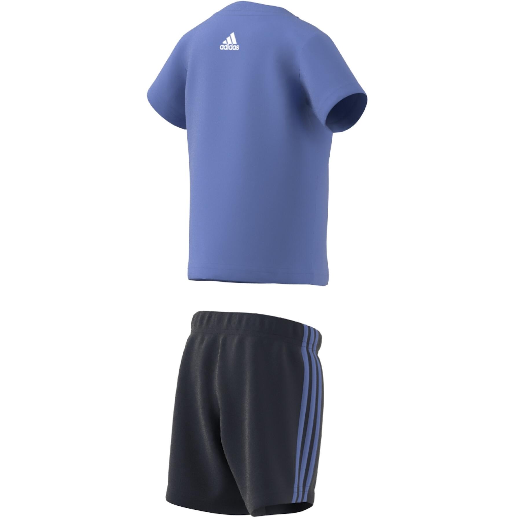 Set biologisch katoen t-shirt en shorts adidas 3-Stripes Essentials Lineage