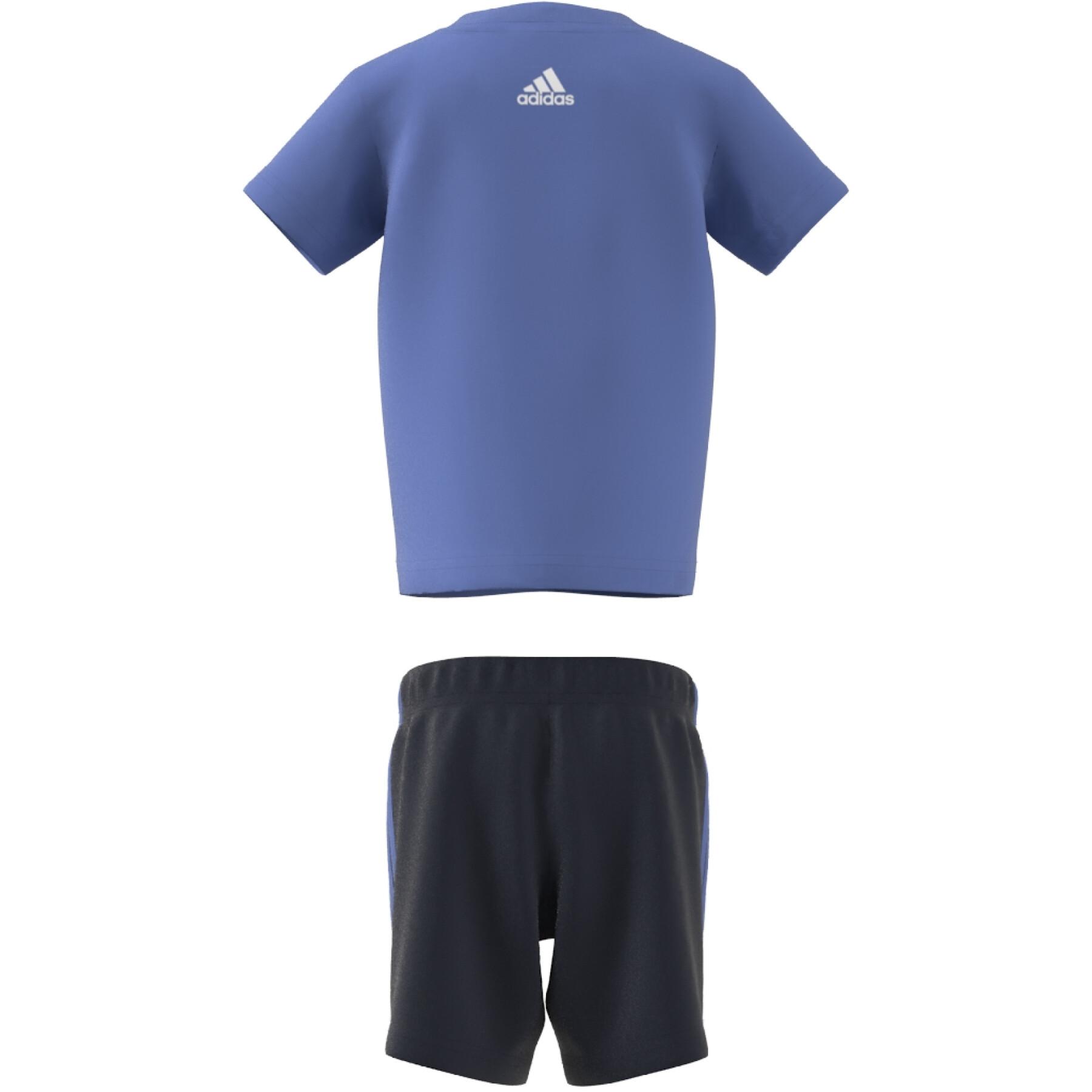 Set biologisch katoen t-shirt en shorts adidas 3-Stripes Essentials Lineage
