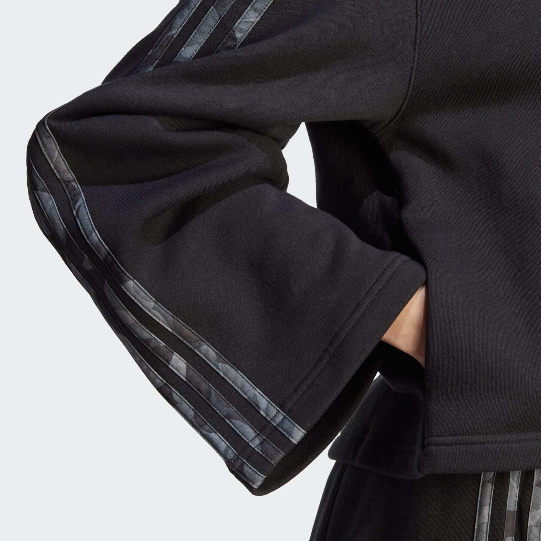 Dames fleece sweater met capuchon adidas Floral Graphic 3-Stripes