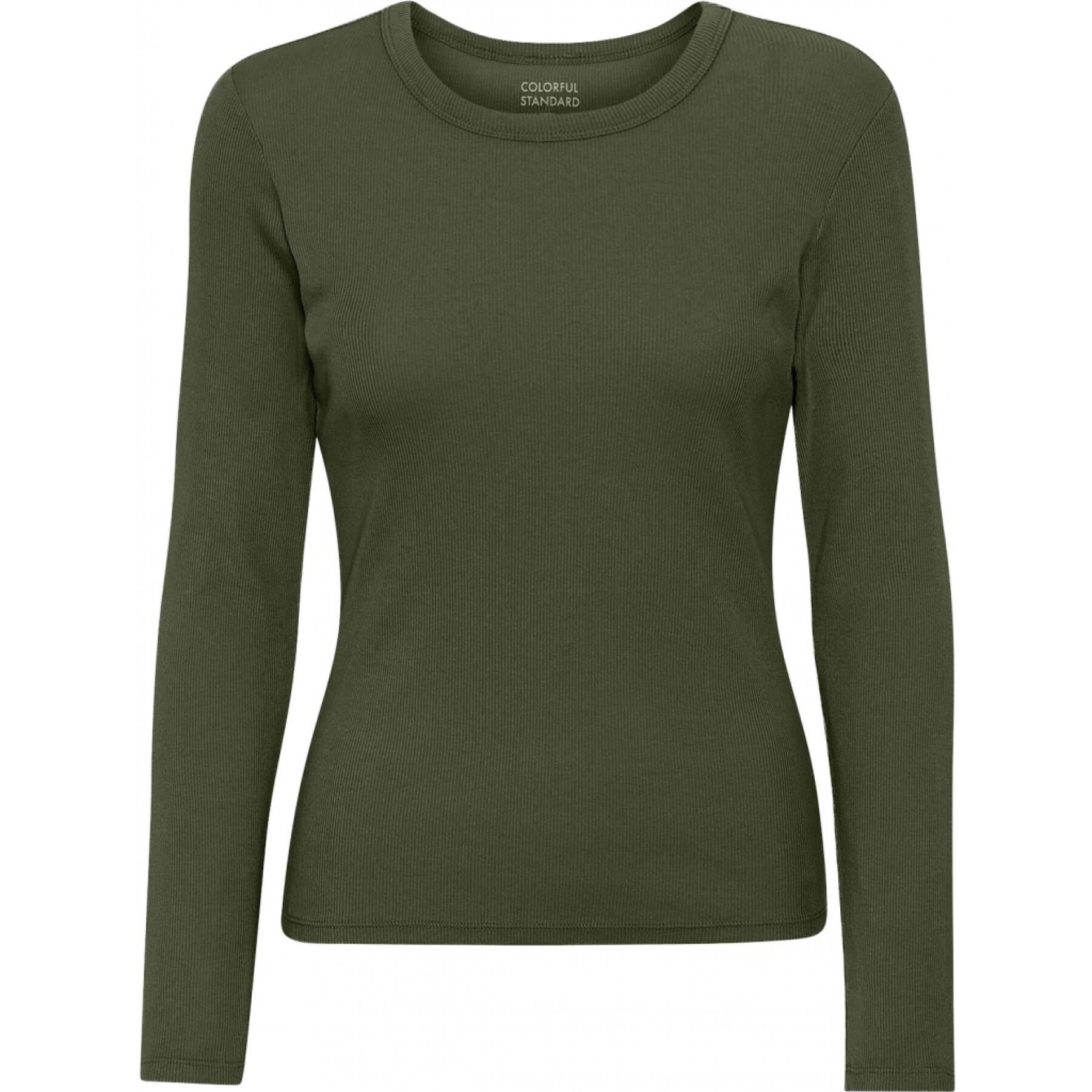 Geribd dames-T-shirt met lange mouwen Colorful Standard Organic seaweed green