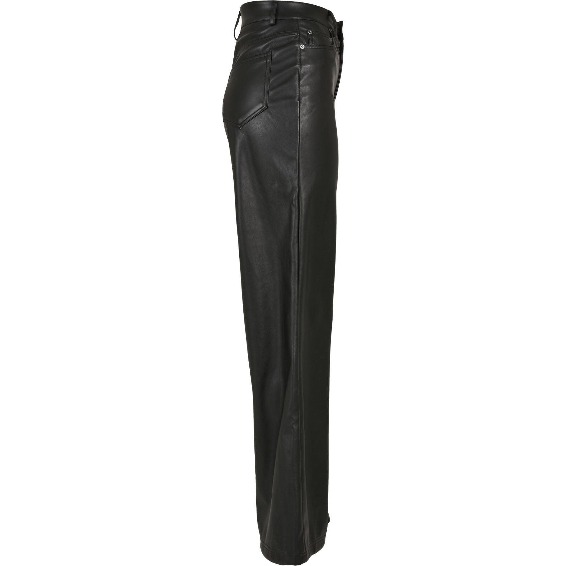 Damesbroek Urban Classics faux leather wide leg