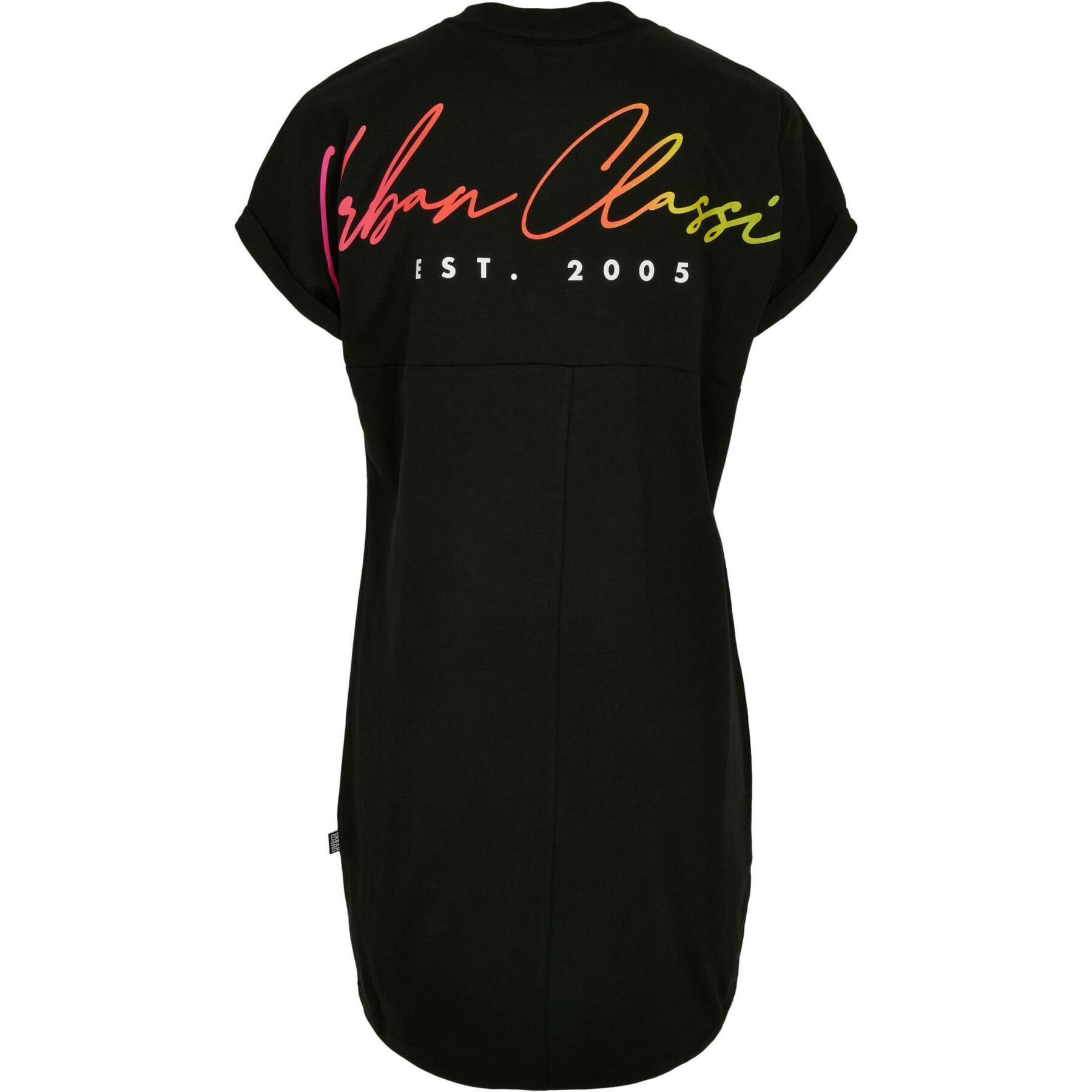 Dames t-shirt jurk Urban Classics Rainbow