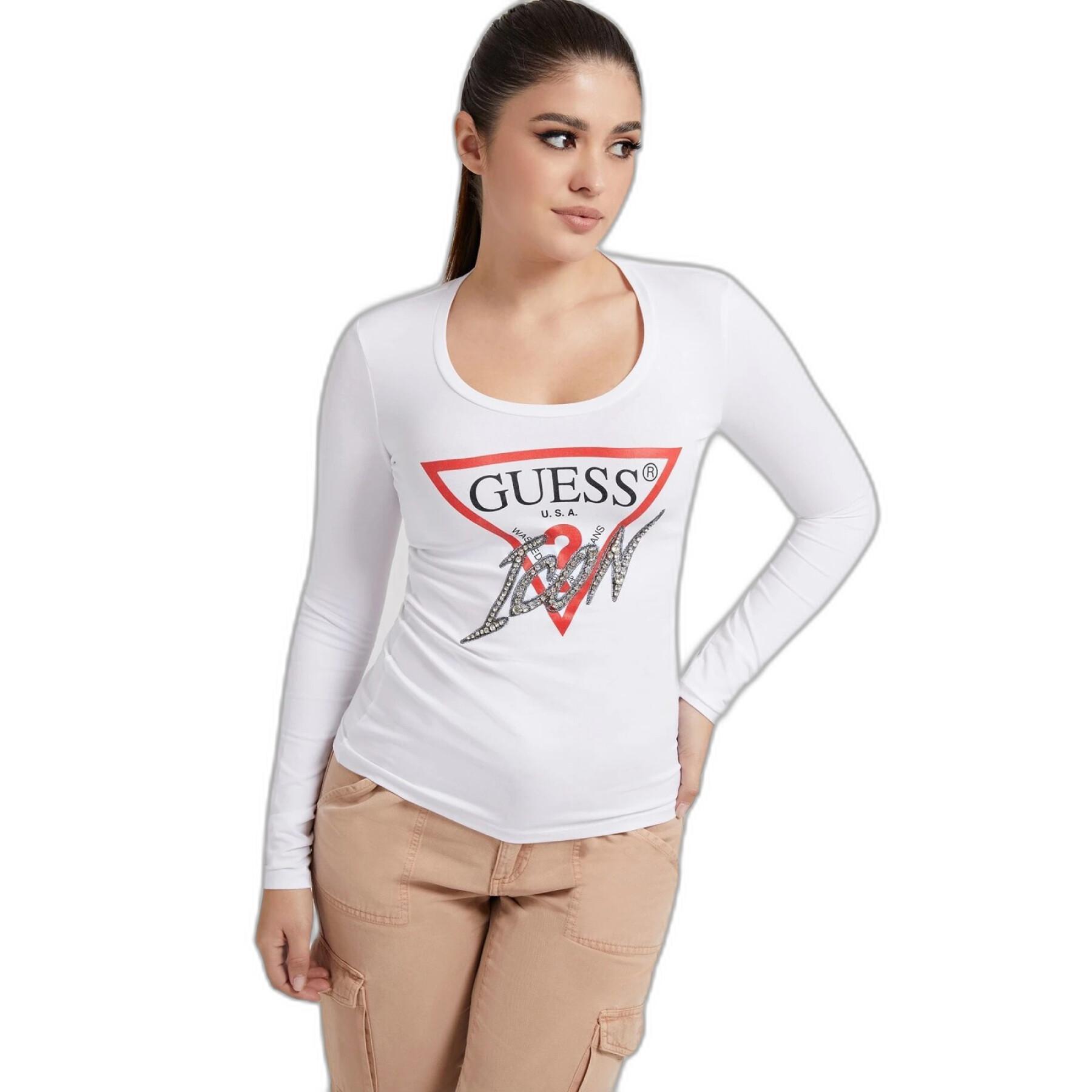 Dames-T-shirt met lange mouwen Guess Cn Icon