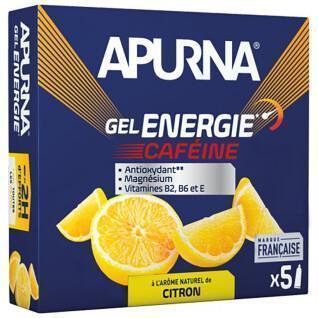 Set van 5 citroen cafeïne energiegels voor moeilijke tijden, inclusief 1 gratis gel Apurna
