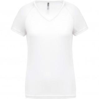 Dames-T-shirt met v-hals Proact Sport blanc