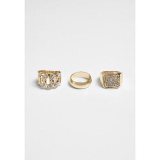 Set van 3 ringen Urban Classics diamond