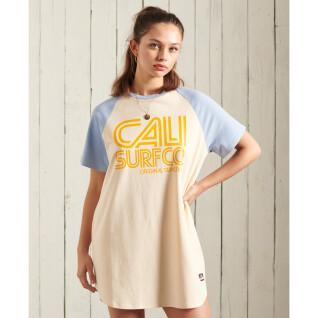 Dames t-shirt jurk met raglanmouwen Superdry Cali Surf